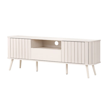 Damien 70 in. Farmhouse Curved TV Stand with Drawer and Storage Doors Fits TVs up to 75 in. with Cable Management